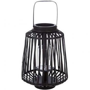 Linterna de ratán negro - 35 cm - diseño étnico