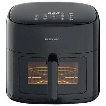 Freidora de aire Wartmann Compact 6L - Sin PFAS, 10 programas, 1500W, Ventana de visualización - Negra