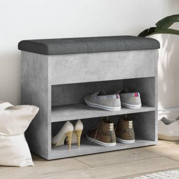 Banco Zapatero Ulises 2 Estantes + Asiento Acolchado Gris 50X62x32 Cm