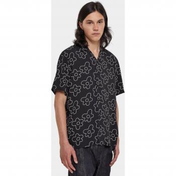 Urban Classics Black Flower Viscose Short Sleeve Resort Shirt