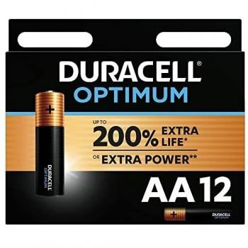 Duracell - NUEVO Pilas alcalinas Optimum AA , 1.5 Voltios LR6 MX1500, paquete de 12