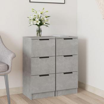 Aparador moderno de almacenaje 2 uds madera contrachapada 30x30x70 cm gris hormigón y natural, mueble auxiliar para salón
