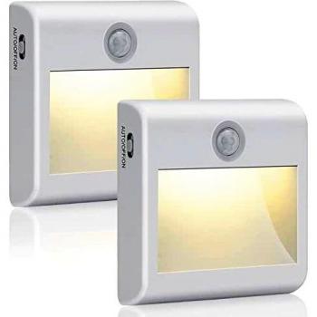 Luz Nocturna con Sensor de Movimiento, 2 Piezas Luz de Noche Infantil LED con 3 Modos y Imán Incorporado, Luz Armario Pilas para Armario, Dormitorio, Escalera, Pasillo, Cocina, Baño, Blanca Cálida
