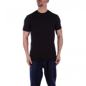 Emporio Armani Men's Black Fit Stretch Short Sleeve Logo Crewneck T-Shirt - Size L