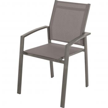 Sillón de jardín apilable Hesperide Axiome Speculoos y Praliné con reposabrazos de aluminio marrón 57x57cm