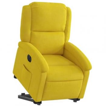Sillón eléctrico reclinable elevable de terciopelo amarillo con respaldo y reposabrazos, silla de relax para descanso, asiento ajustable