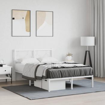 Estructura de cama de metal con cabecero blanca 120x200 cm Vidaxl Blanco