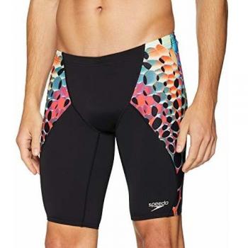 Speedo Placement Digital V Jammer Am Bañador, Hombre, Black/Psycho Red/Pure Yellow, 34