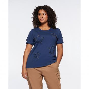 Camiseta de mujer Fiorella Rubino con estrellas bordadas y manga corta
