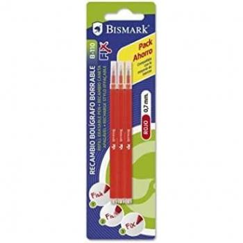 Bismark 327534 Recambio de Bolígrafo Borrable Rojo Blister 3 Piezas
