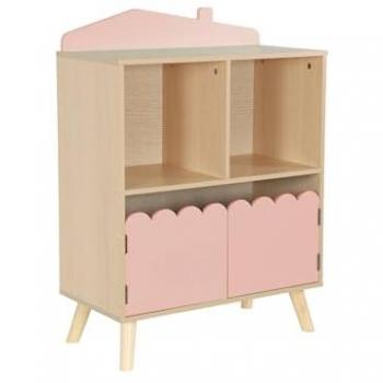 Librería Infantil Sweeek de 2 Estantes y 2 Puertas, Rosa/Azur, 60x30x82 cm