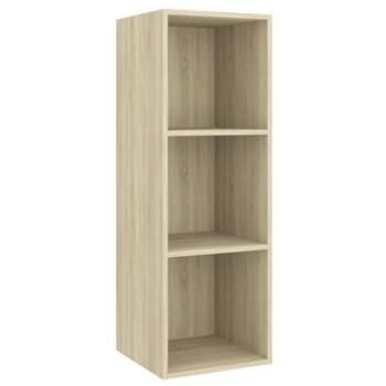 Mueble de TV Multimedia Montado en la Pared Roble Sonoma 37x37x107 cm con 3 Compartimentos y Diseño Contemporáneo