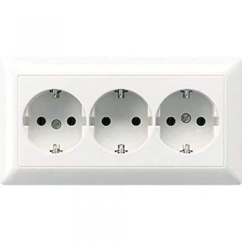 JUNG AS 523 WW Triple White Schuko Socket Outlet with Integrated Channel