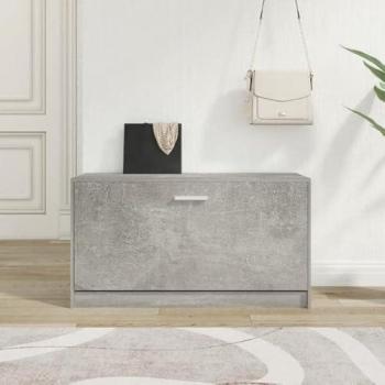 Banco zapatero de madera contrachapada gris hormigón 80x24x45 cm