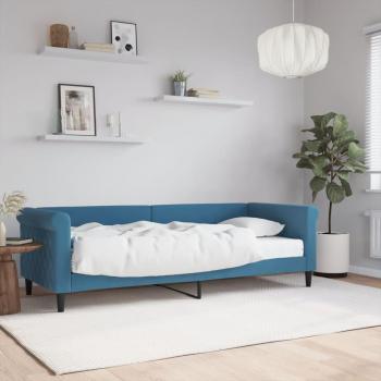 Sofá cama terciopelo azul 80x200 cm con colchón