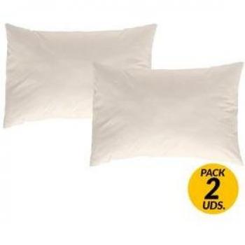 Pack De 2 Fundas De Almohada Lisa Algodón Natural 50X90 Cm