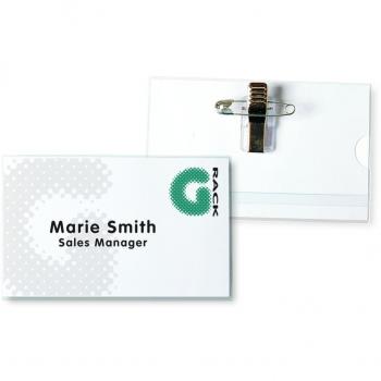 Kit de 50 identificadores con pinza e imperdible, tamaño 75x40mm, incluye tarjetas insertables, Tarifold modelo 200570