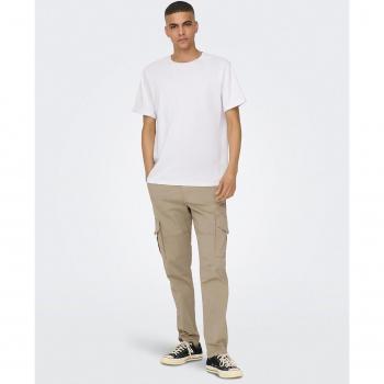 Only & Sons Men's Tapered Fit Cargo Pants in Green and Beige