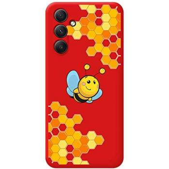 Funda de Silicona Líquida Roja para Samsung Galaxy A54 5G con Diseño de Abeja y Dibujos