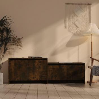 Mueble para TV de madera contrachapada 146,5x35x50 cm en color roble ahumado, Mueble de salón, Mueble televisor, Mesa de TV