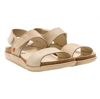 Sandalias unisex de piel Art 1138611ZZ003_020 Skin Back Cream Biarritz beige, planas, con velcro, altura de 1 a 3 cm, estilo casual