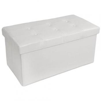 Taburete Plegable con Caja de Almacenamiento 80 x 40 x 40 cm | Asiento Firme con Capacidad de Almacenaje | Funda de Piel Sintética y Asiento Acolchado | Multifunc