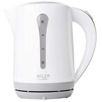 Adler AD1244 Hervidor de Agua Eléctrico 2,5 Litros, Recipiente sin BPA, Resistencia Oculta, 2000 W, Apagado Automático al Alcanzar la Ebullición, Inalámbrico 360º sin Cable, Blanco