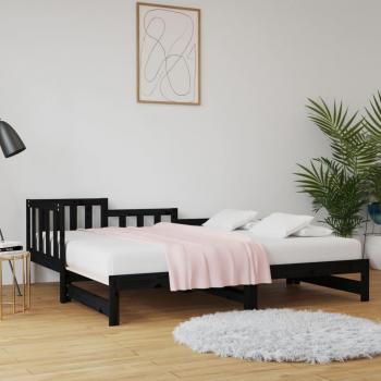 Sofá cama extraíble negro 2x(90x200) cm madera maciza de pino