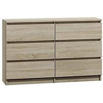Cómoda Grande Milan de 6 Cajones - Mueble de Almacenamiento Estilo Escandinavo 30x120x77cm