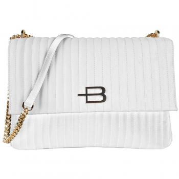 Baldinini Trend White Quilted Leather Crossbody Bag with Chain Strap, Female, Size: ONE SIZE