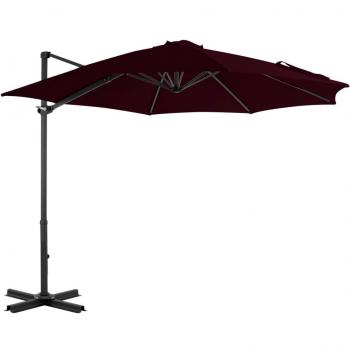 Sombrilla Voladiza de Jardín con Poste de Aluminio 300 cm Roja
