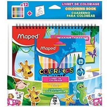 Maped Jungle - Set con cuaderno de actividades y 12 rotuladores