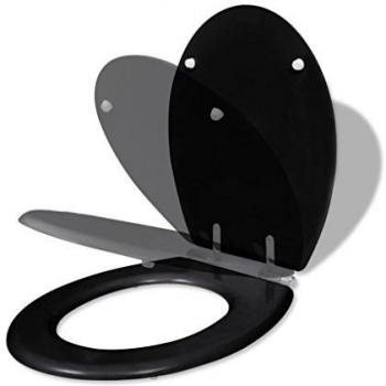 vidaXL Asiento de Inodoro Cierre Suave Diseño Simple MDF Negro Tapa WC Baño
