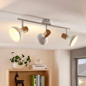 Lindby Fridolin - lámpara de techo metálica moderna de 3 bombillas E14 en color blanco para cocina