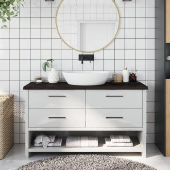 Encimera de Baño Plegable de Madera Tratada Color Marrón Claro, Natural y Gris Oscuro 120x40x4 cm