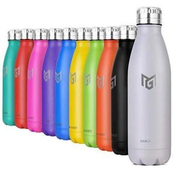 MIKAMEE Botella de Agua Acero Inoxidable 350/500/650/750ml | Aislamiento de Vacío de Doble Pared airBottle | sin bpa Botella termica | Mantiene 24h frías/12h Calientes | para Niños, Deporte, Oficina
