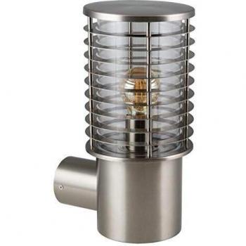 Aplique moderno de acero inoxidable Heitronic Kreta para exteriores IP44, altura 33 cm, E27 sin fuente de luz