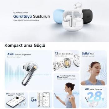 QCY MeloBuds N50 ANC Wireless Earphones with 6 Microphones, Bluetooth 5.4, Active Noise Cancellation, Clear Call Technology
