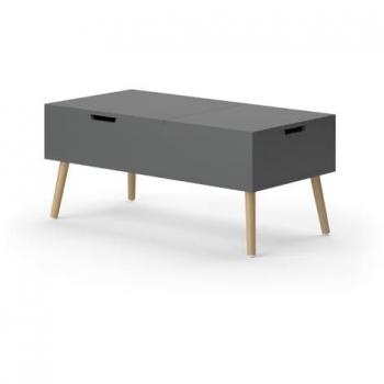Vicco - Mesa de centro extensible Riga, Negro y Antracita, 100 x 44 cm y 100 x 50 cm