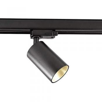 Foco LED Trifásico Orientable GU10 para Carril, Color Negro, 7.5W