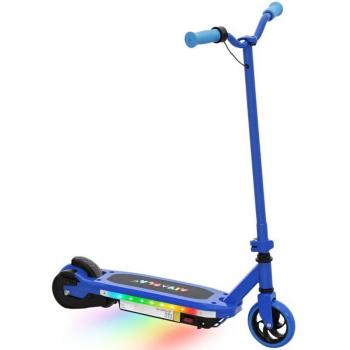 Patinete Eléctrico Infantil AIYAPLAY Azul 10 km/h Motor 80 W Autonomía 8 km Luces LED Freno Posterior para Niños de 6-14 Años