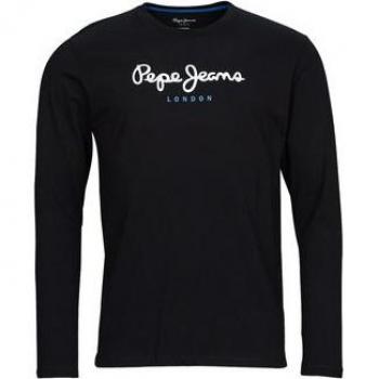 Pepe Jeans Eggo Long Sleeve T-Shirt - Black/White/Blue, Casual, Cotton, Regular Fit, Men's XL
