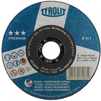 Tyrolit 872346 Premium 2In1 Discos De Corte, 42, A30Q-Bfxa, 115 X 2.5 X 22.23 Mm Dimensiones, Caja De 25