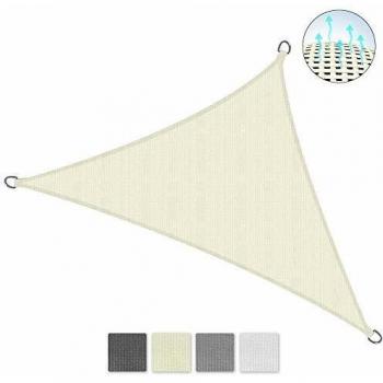 Toldo/parasol SolVision Triangular HDPE 700x500x500 cm - Crema - Protección Solar y UV, Tejido Transpirable