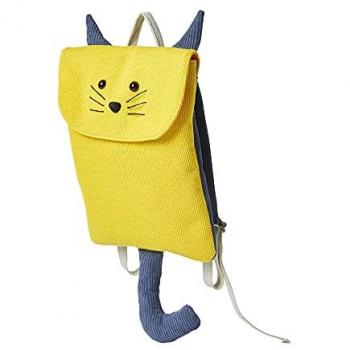 Mochila Escolar Crochetts Lobo Amarillo 24 x 49 x 4 cm, material de algodón, diseño infantil
