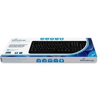 Teclado Multimedia USB MediaRange MROS102, QWERTZ, 114 Teclas, Negro