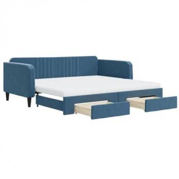 Sofá cama nido con cajones terciopelo azul 100x200 cm Vidaxl Azul