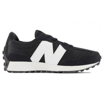 Zapatillas New Balance 327 para niños, color negro, tamaño 28, con cordones y diseño casual