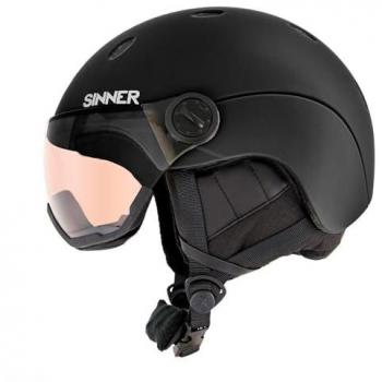 Sinner Casco Esquí Unisex Titan Visor Trans - Negro, Talla L (59-62 cm), con visera y categoría de protección solar 1-3