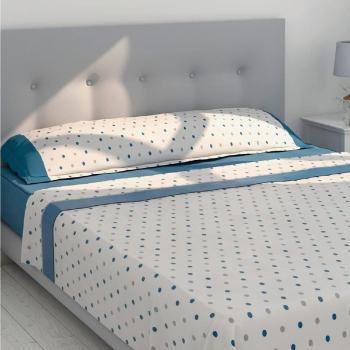 Juego de Sábanas Maia Azul Polycotton para Cama 160, Lavable a 30º y Fácil Planchado